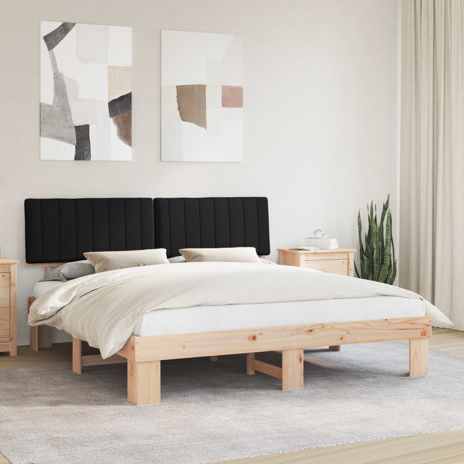 Cadre de lit avec tête de lit rembourrée Noir 180 x 200 cm - XIOS