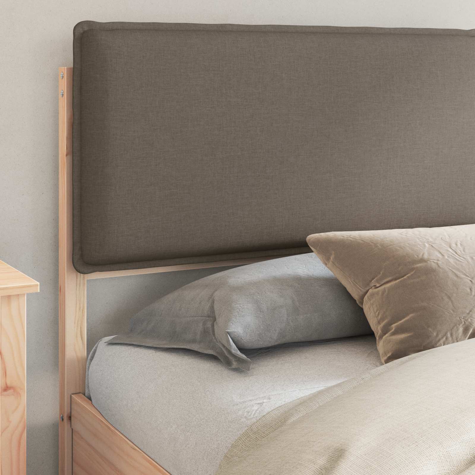 Cadre de lit avec tête de lit rembourrée Taupe 200 x 200 cm - XIOS