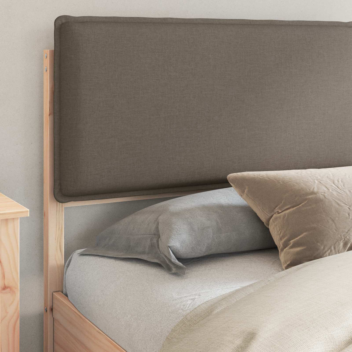 Cadre de lit avec tête de lit rembourrée Taupe 200 x 200 cm