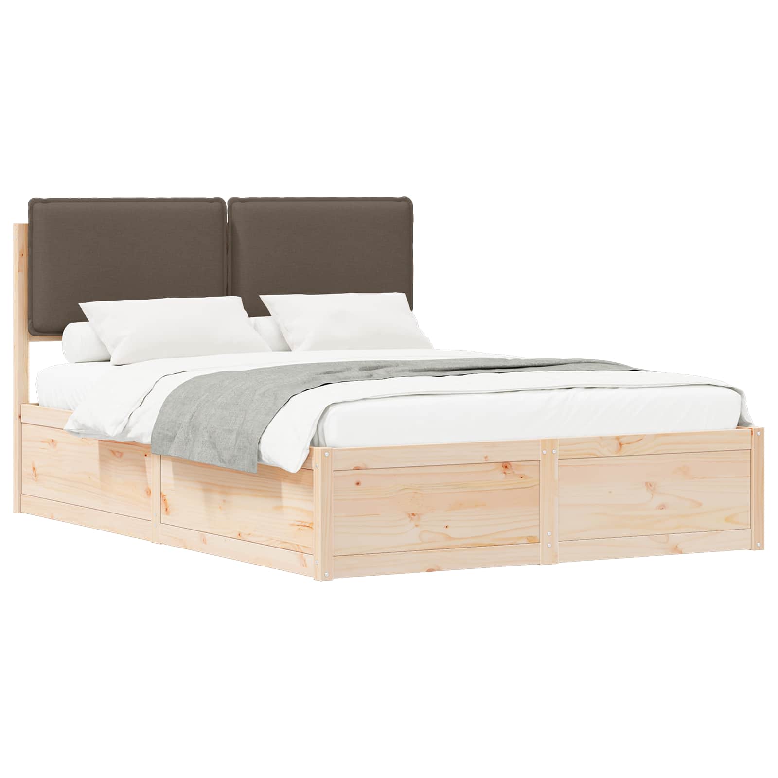 Cadre de lit avec tête de lit rembourrée Taupe 140 x 190 cm - XIOS
