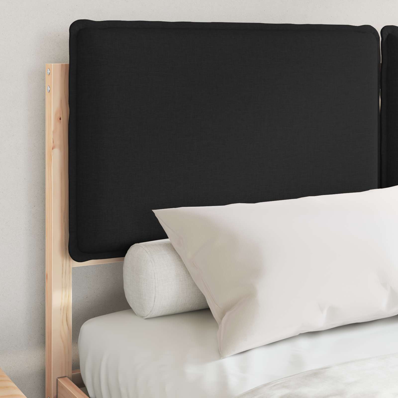 Cadre de lit avec tête de lit rembourrée Noir 135 x 190 cm - XIOS