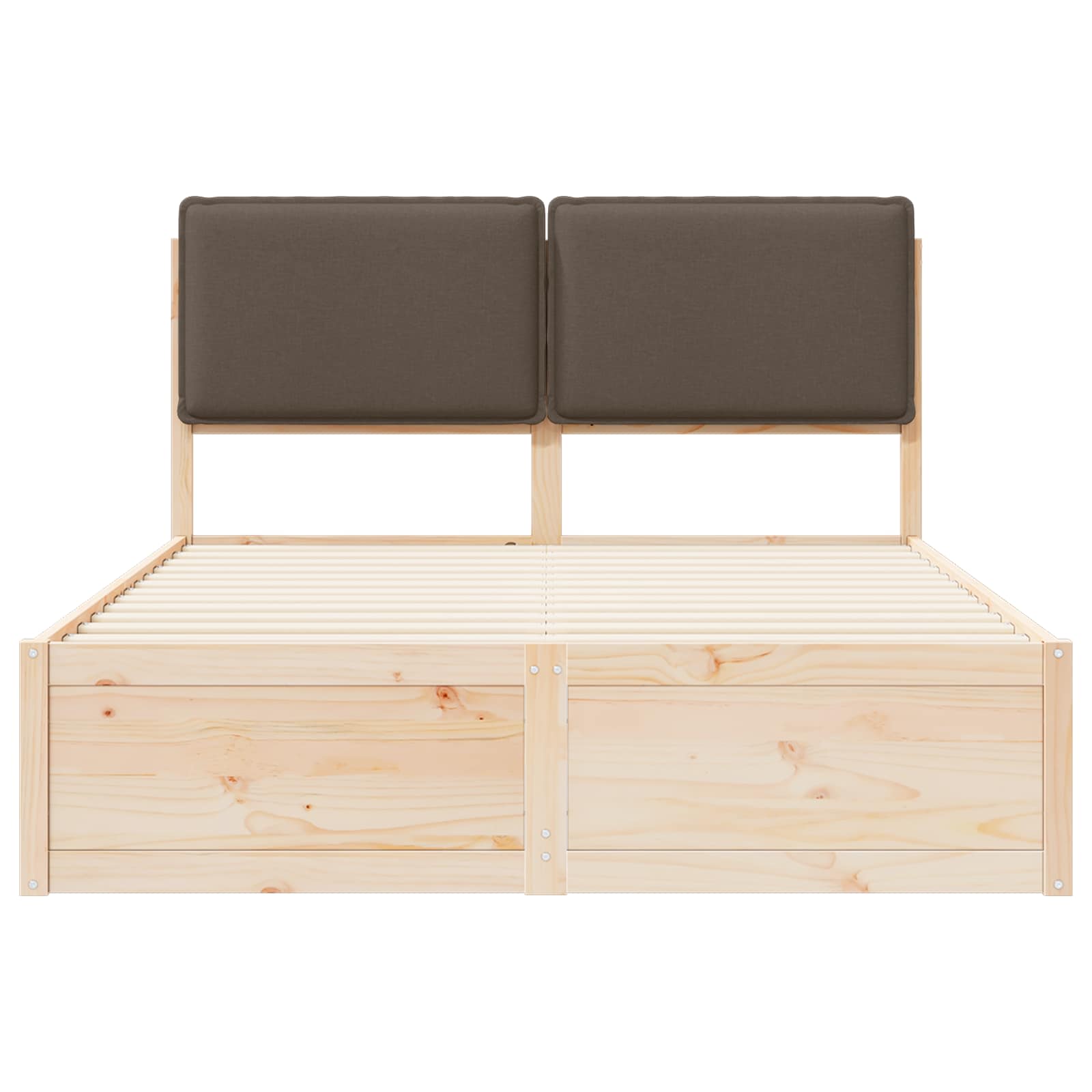 Cadre de lit avec tête de lit rembourrée Taupe 135 x 190 cm - XIOS