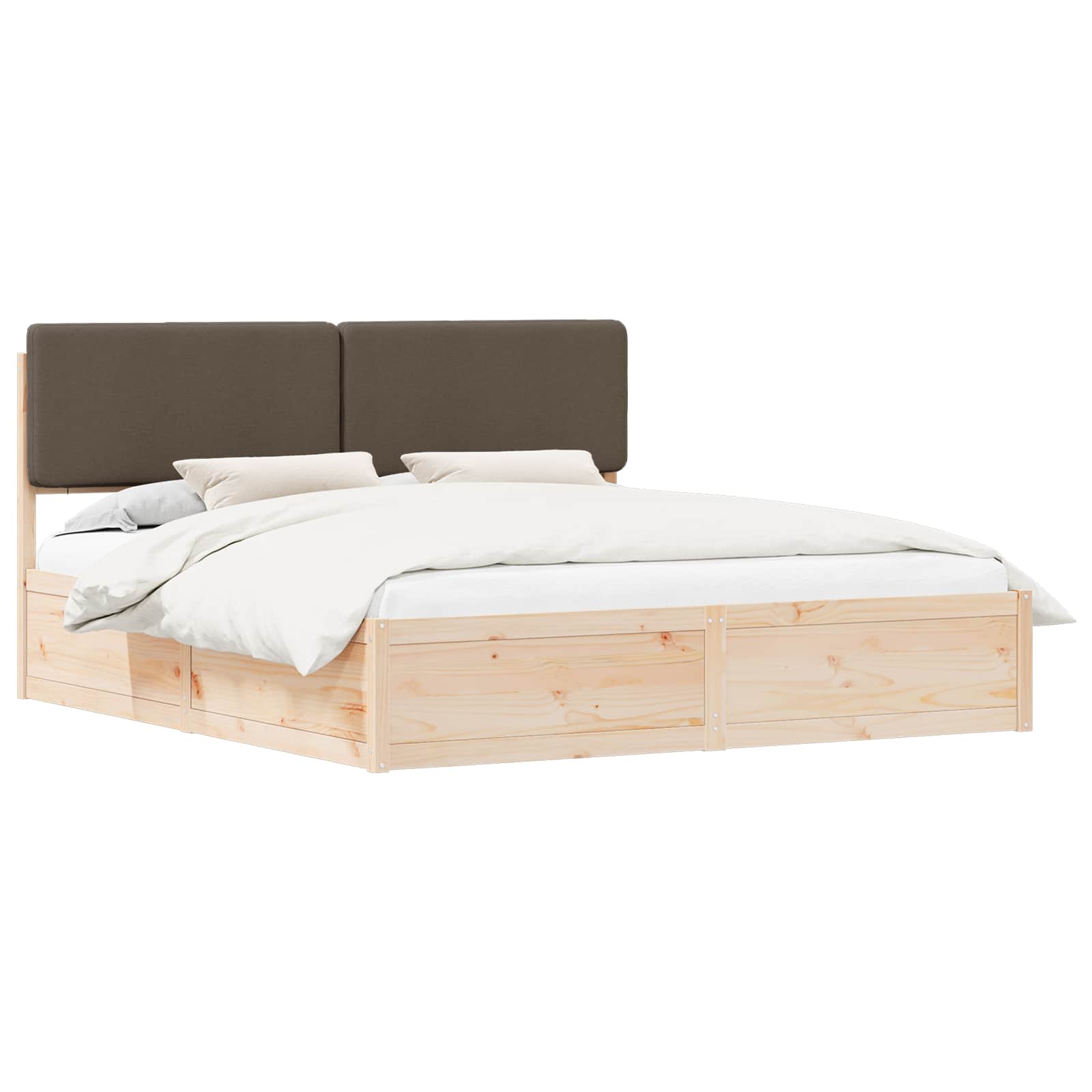 Cadre de lit avec tête de lit rembourrée Taupe 200 x 200 cm - XIOS