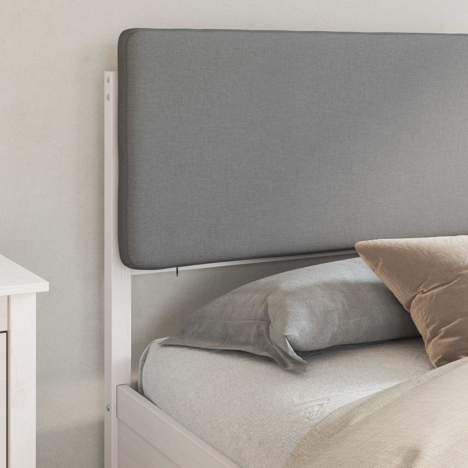 Cadre de lit avec tête de lit rembourrée Gris clair - XIOS