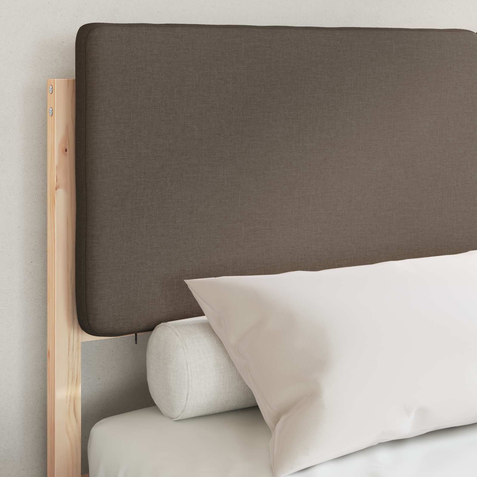 Cadre de lit avec tête de lit rembourrée Taupe 150 x 200 cm - XIOS
