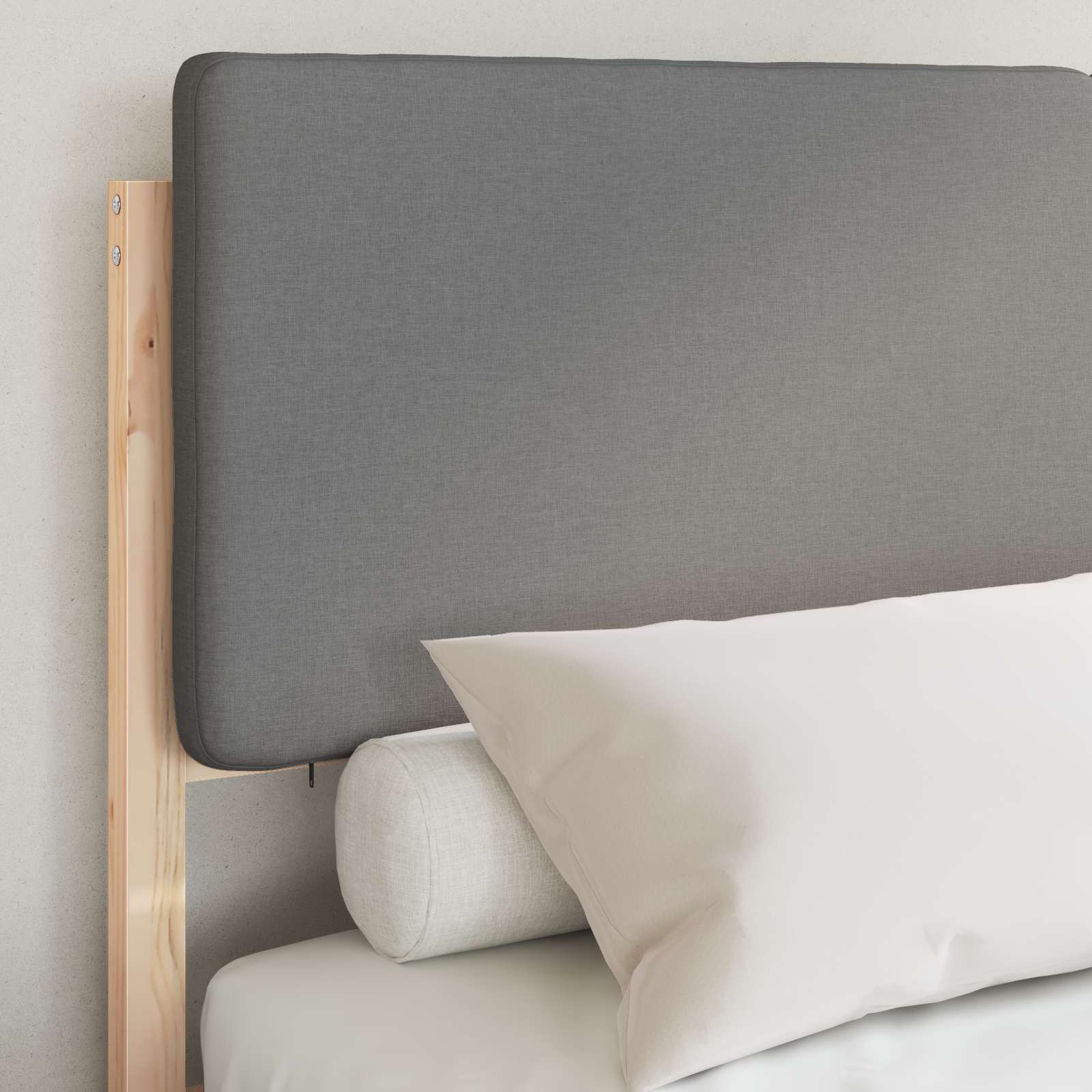 Cadre de lit avec tête de lit rembourrée Gris clair - XIOS