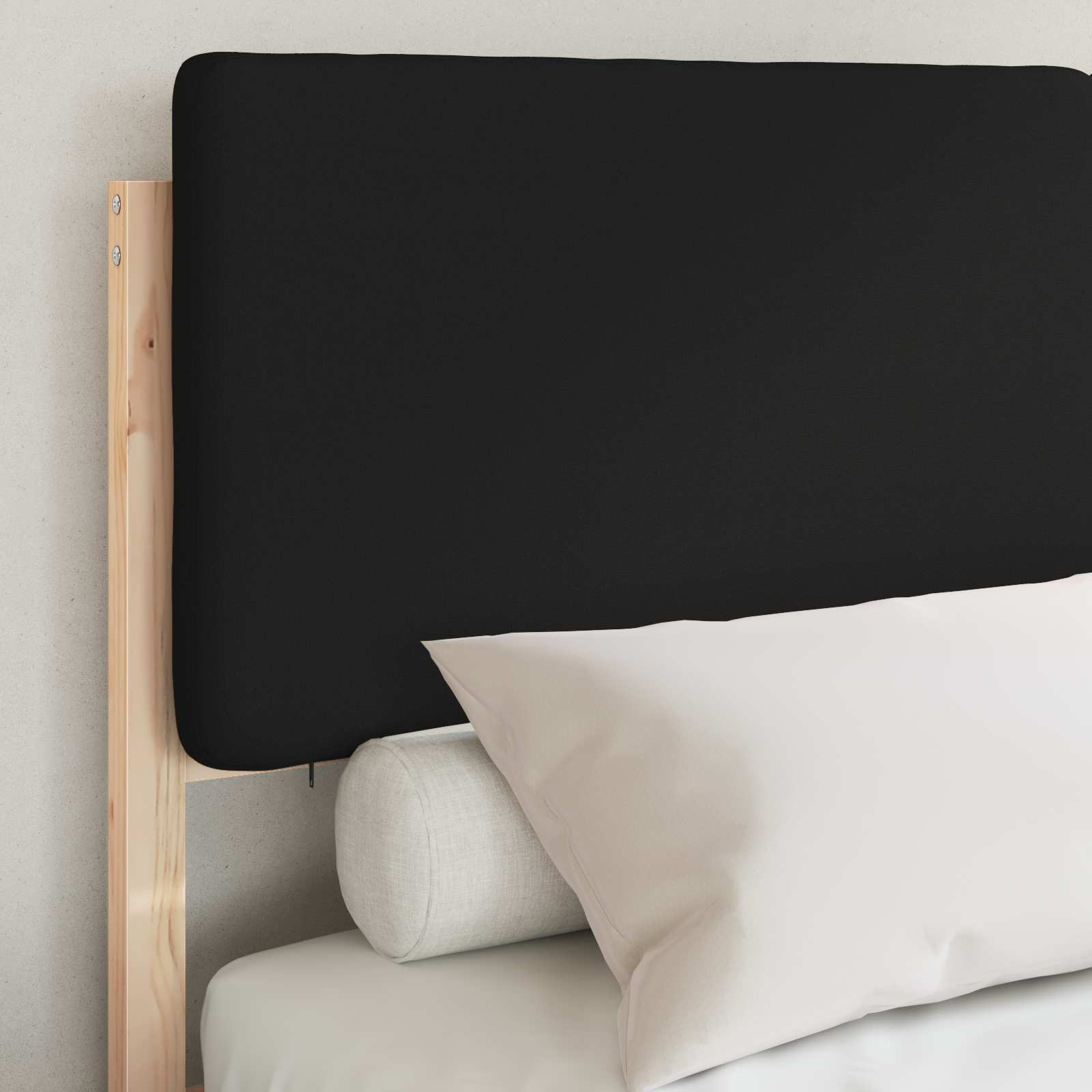 Cadre de lit avec tête de lit rembourrée Noir 140 x 200 cm - XIOS