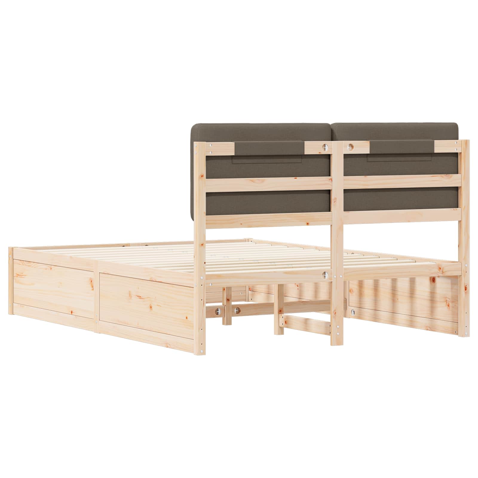 Cadre de lit avec tête de lit rembourrée Taupe 135 x 190 cm - XIOS