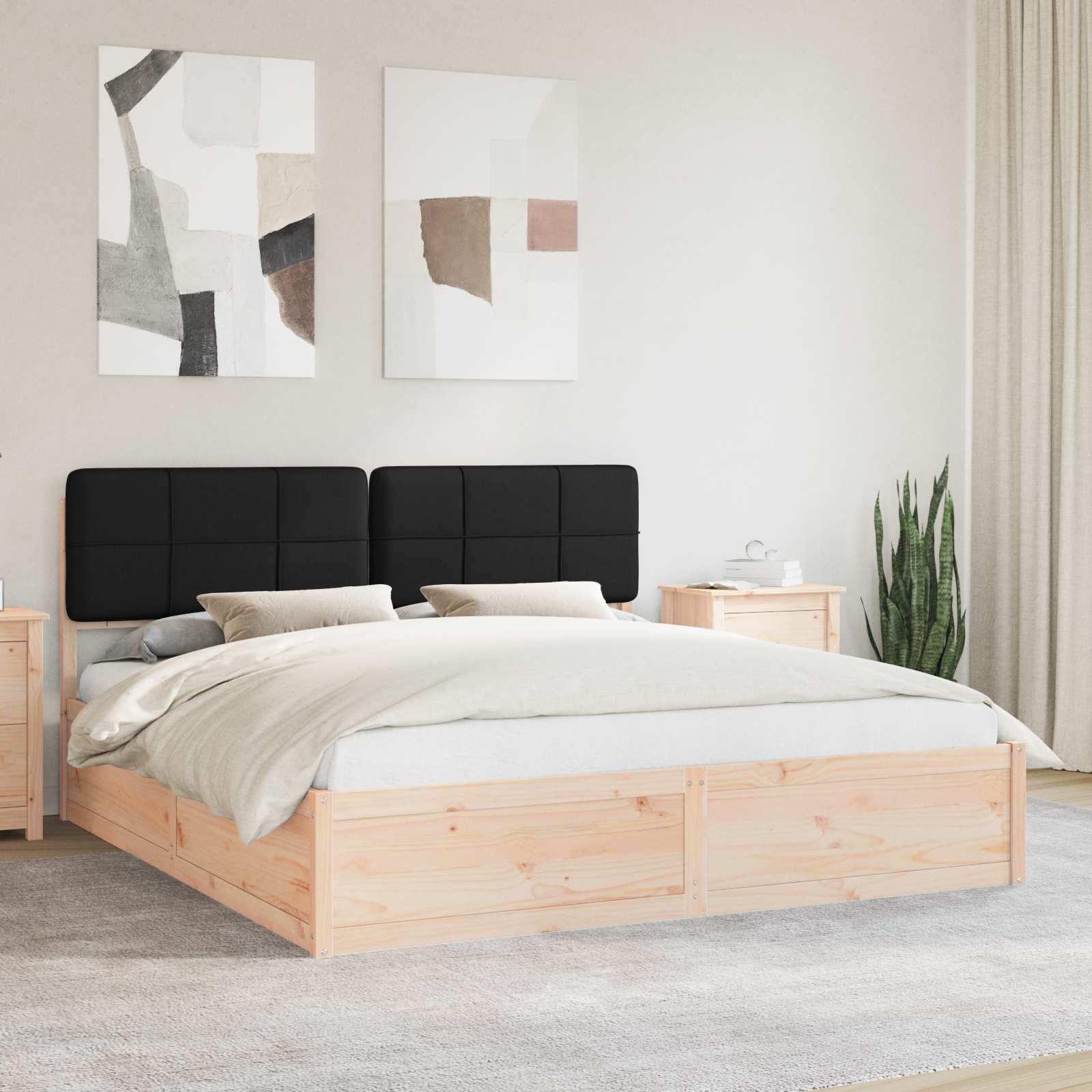 Cadre de lit avec tête de lit rembourrée Noir 180 x 200 cm - XIOS