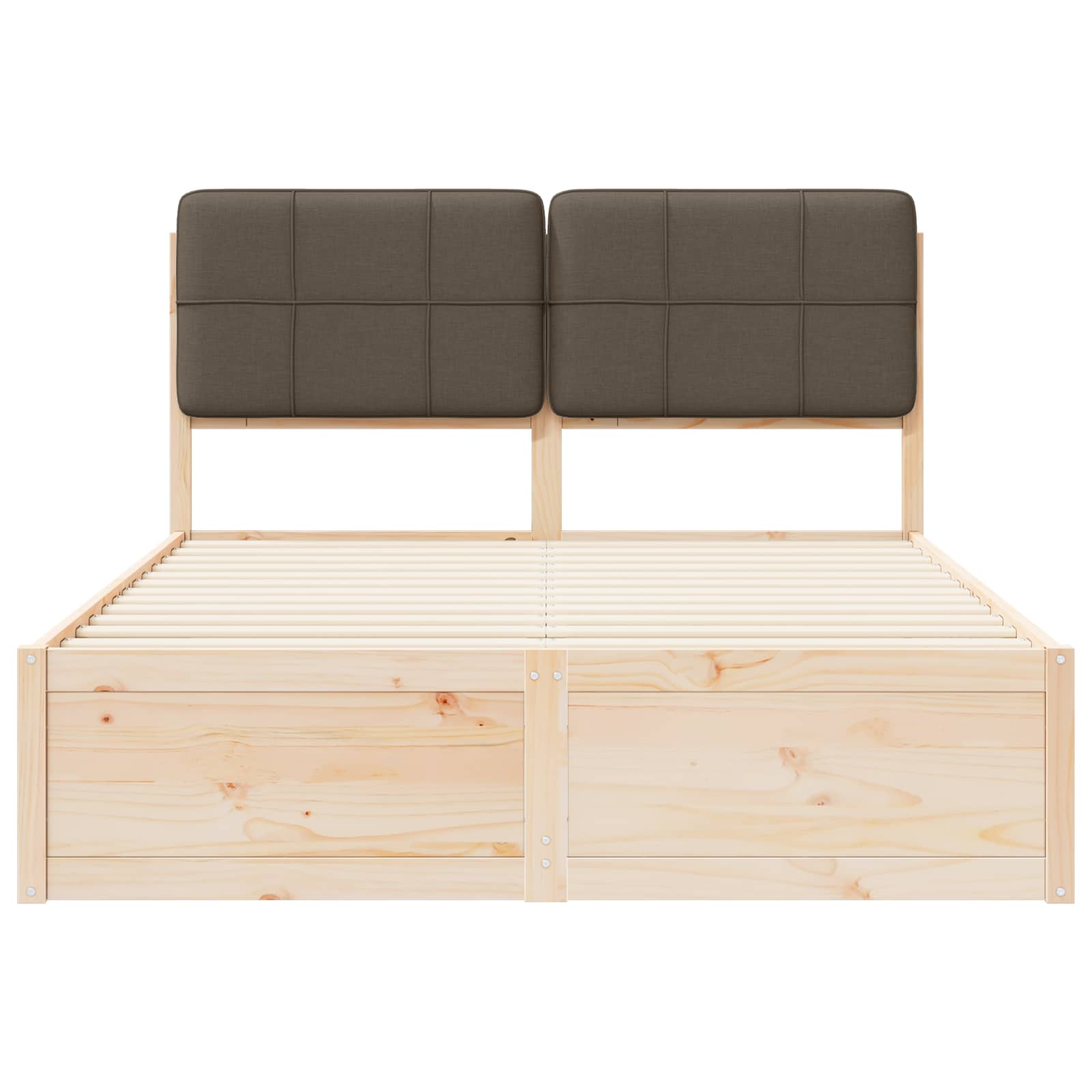 Cadre de lit avec tête de lit rembourrée Taupe 140 x 190 cm - XIOS