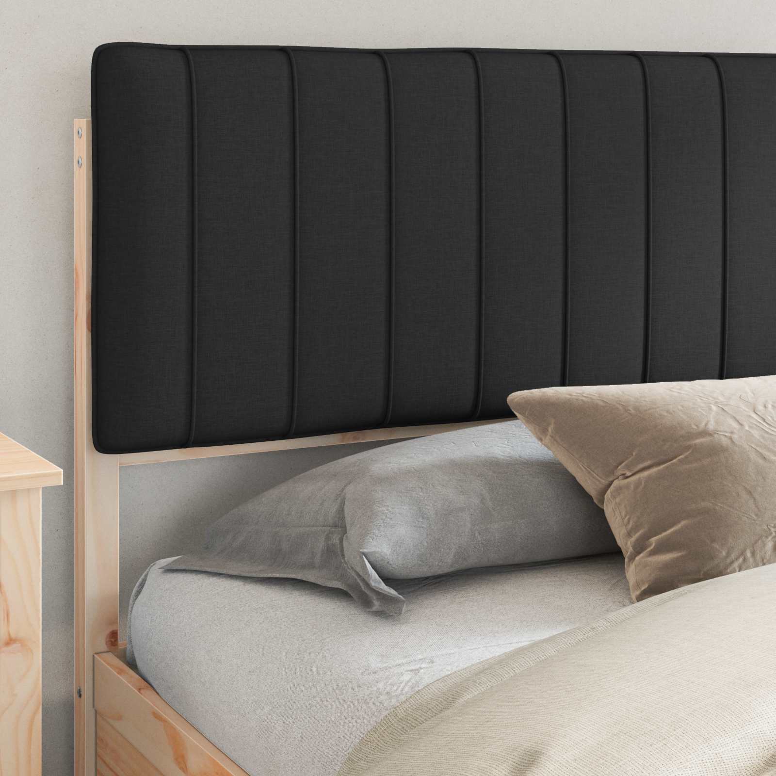 Cadre de lit avec tête de lit rembourrée Noir 200 x 200 cm - XIOS