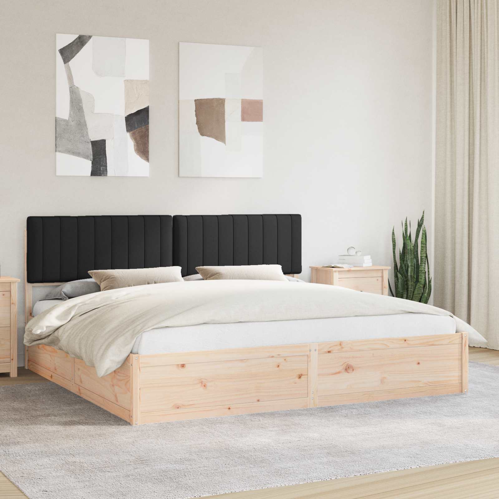 Cadre de lit avec tête de lit rembourrée Noir 200 x 200 cm - XIOS
