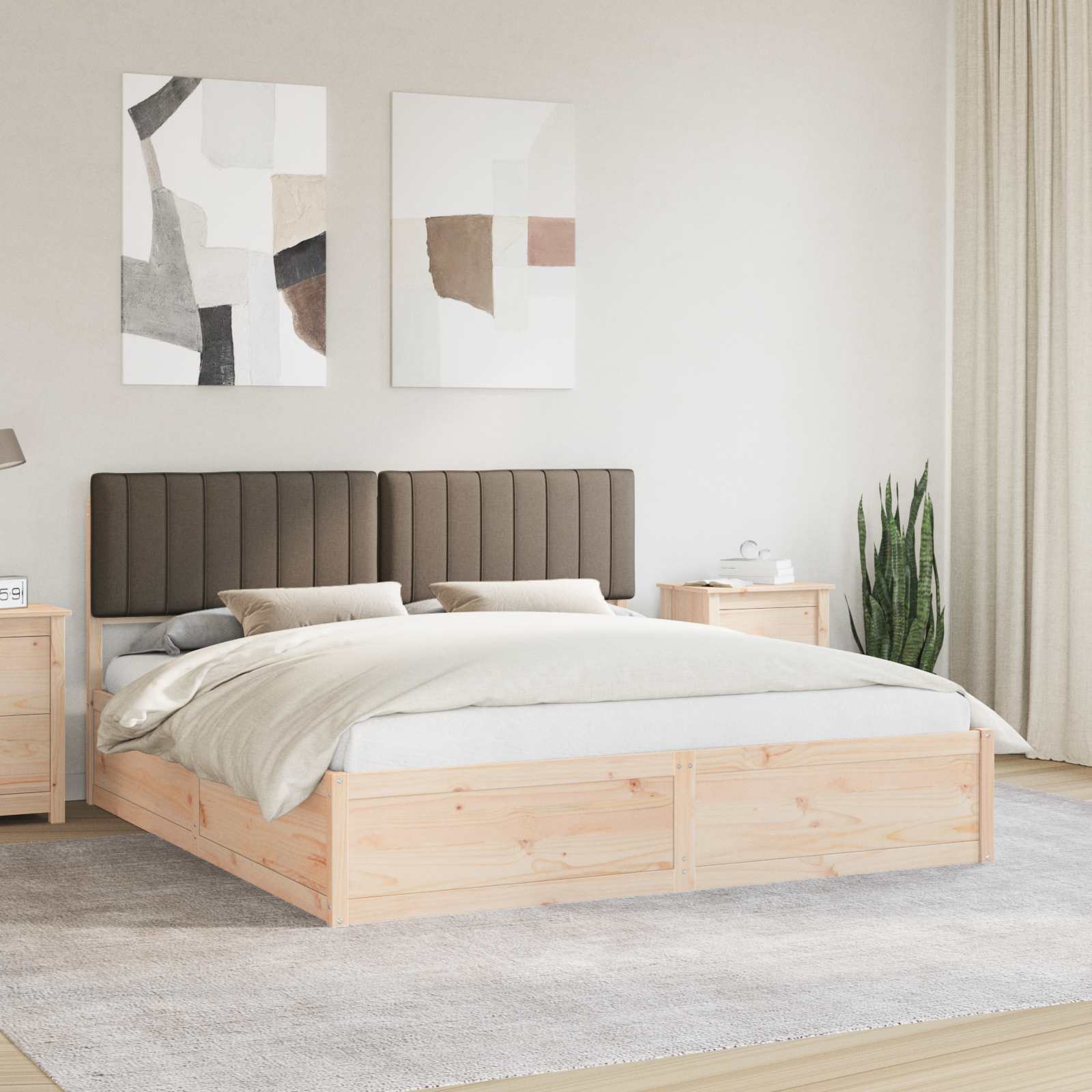 Cadre de lit avec tête de lit rembourrée Taupe 180 x 200 cm