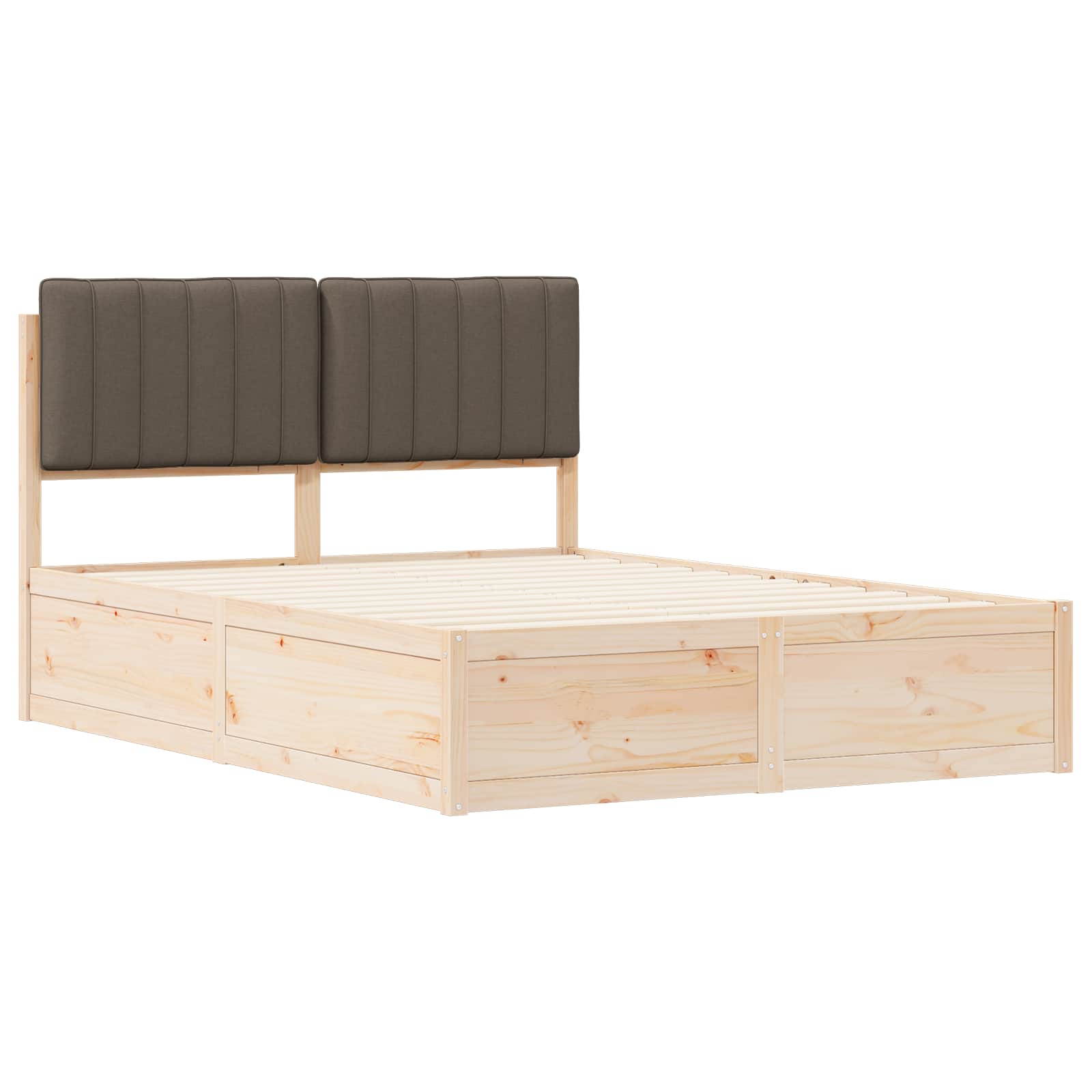 Cadre de lit avec tête de lit rembourrée Taupe 135 x 190 cm - XIOS