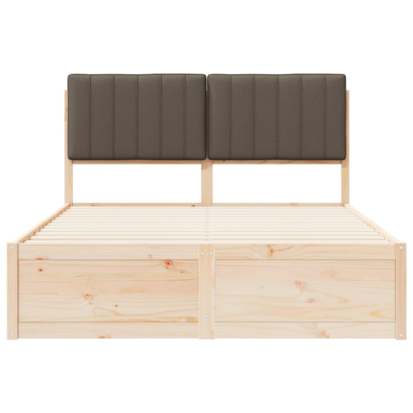 Cadre de lit avec tête de lit rembourrée Taupe 135 x 190 cm - XIOS