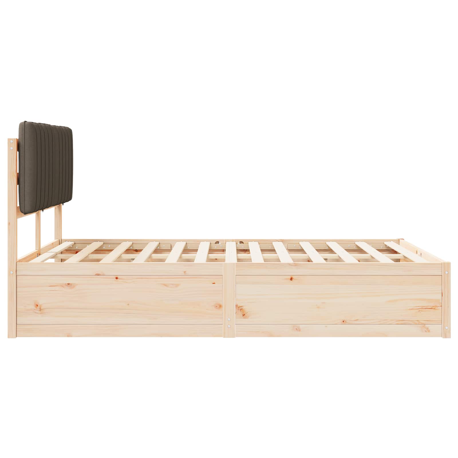 Cadre de lit avec tête de lit rembourrée Taupe 135 x 190 cm - XIOS