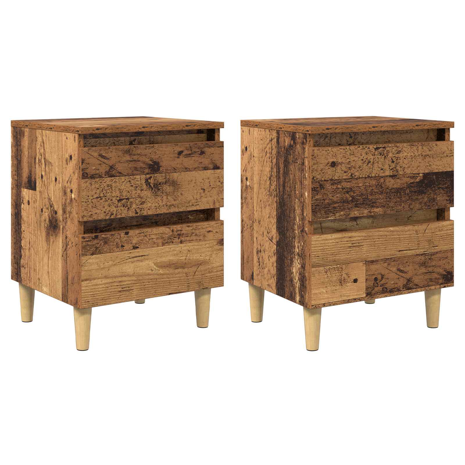 Meubles de lit avec tiroir 2 pcs Bois Ancien 40 x 35 x 50 cm - XIOS