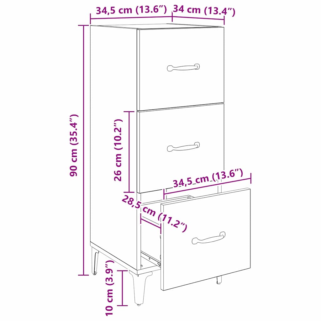 Buffet Chêne artisanal 34,5 x 34 x 90 cm Bois d'ingénierie - XIOS