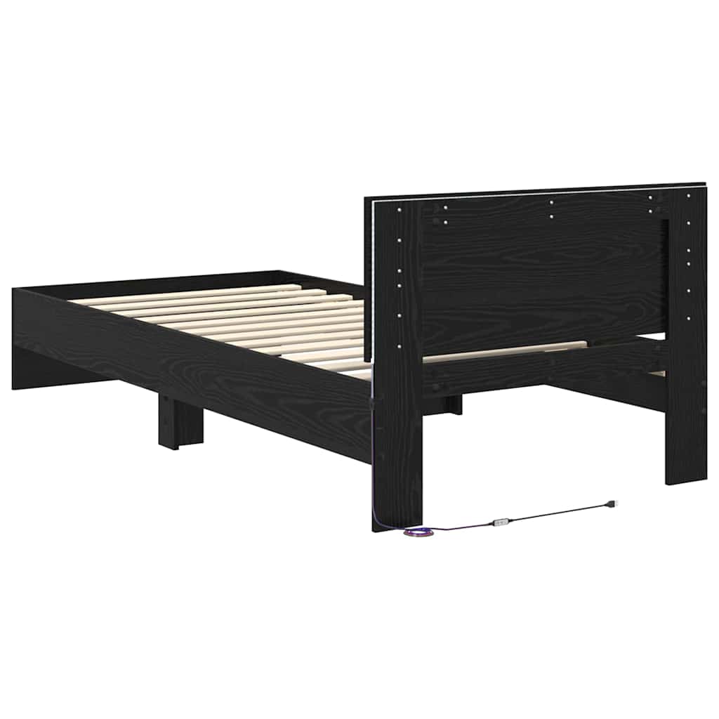 Cadre de lit Chêne noir 100 x 200 cm Bois d'ingénierie - XIOS