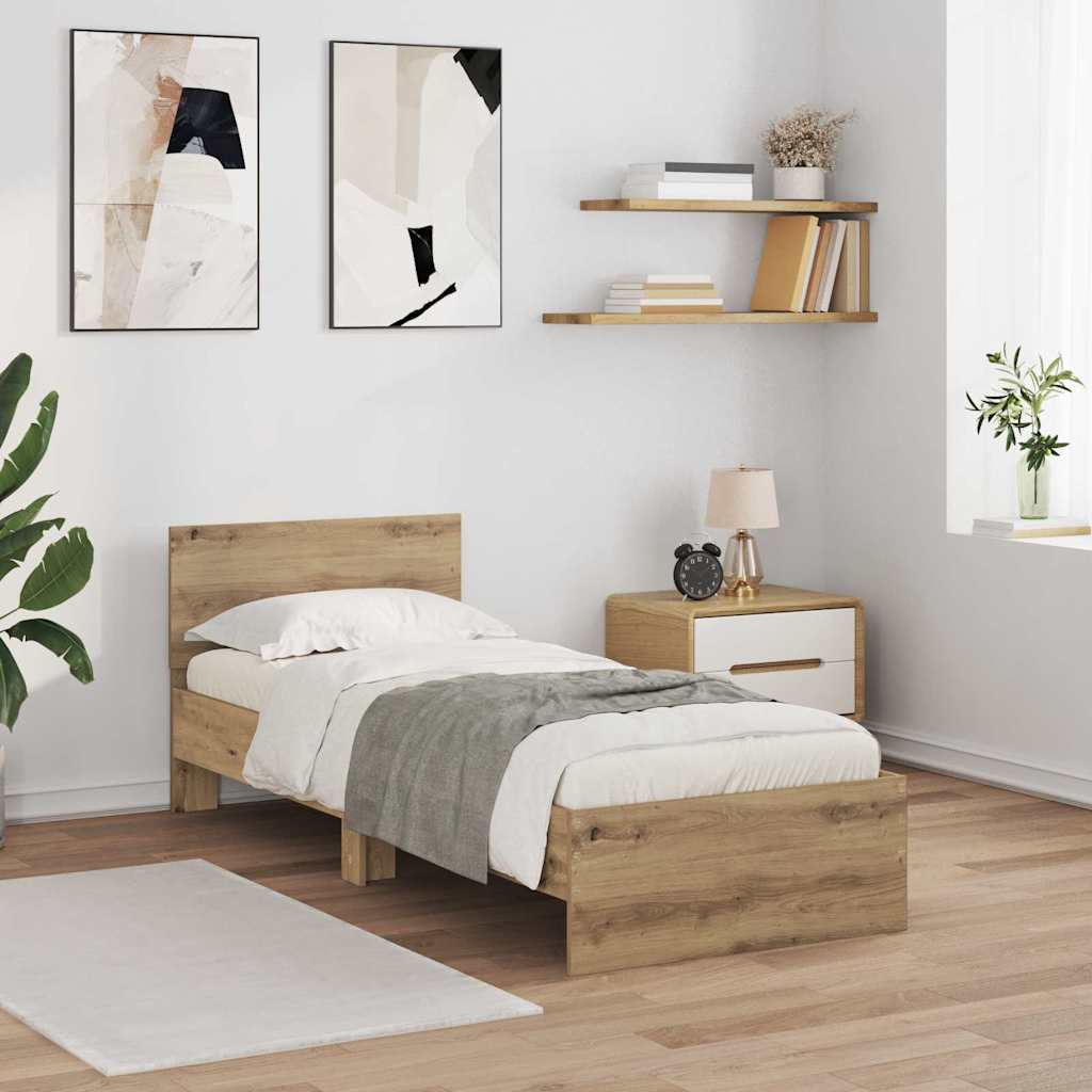Cadre de lit Chêne artisanal 75 x 190 cm Bois d'ingénierie - XIOS