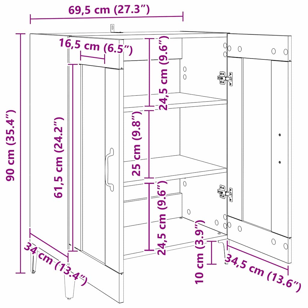 Buffet Chêne artisanal 69,5 x 34 x 90 cm Bois d'ingénierie - XIOS