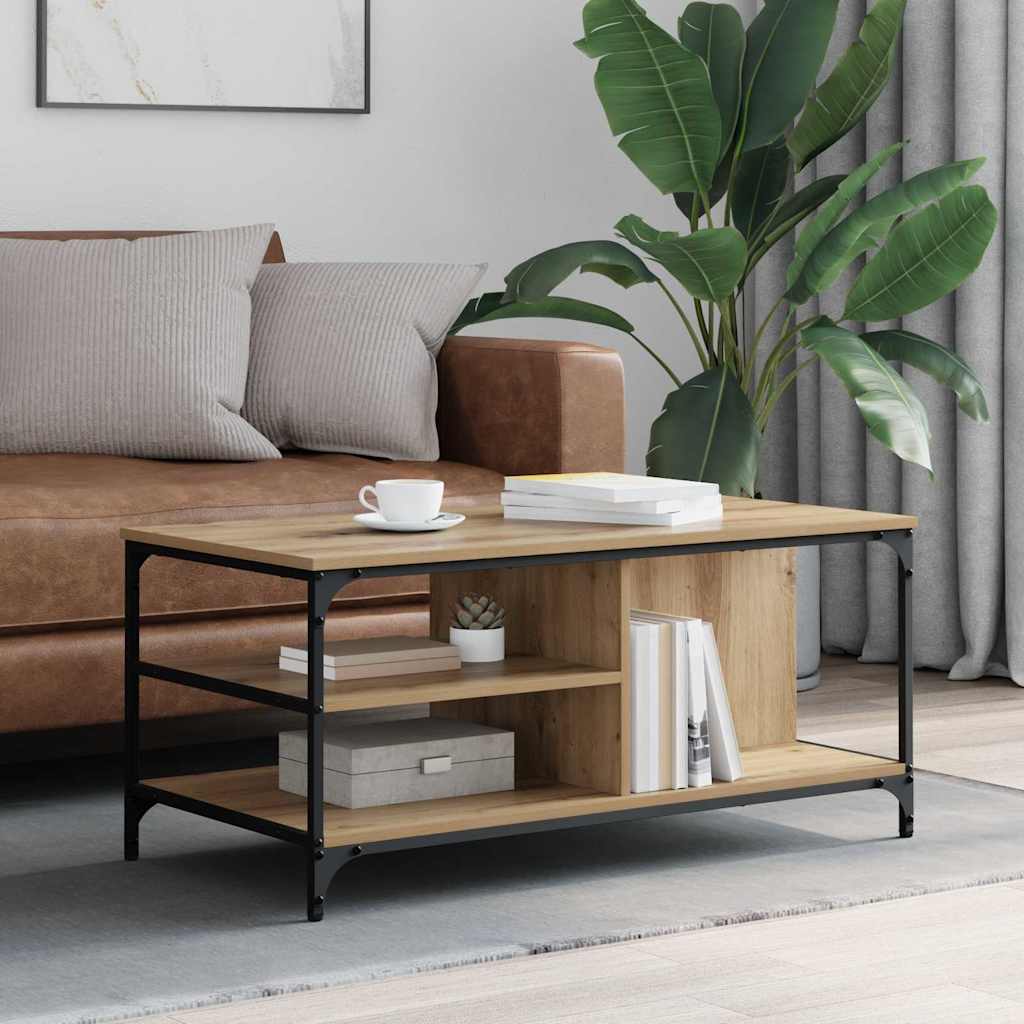 Table basse Chêne artisanal 100 x 50 x 45 cm Bois d'ingénierie - XIOS