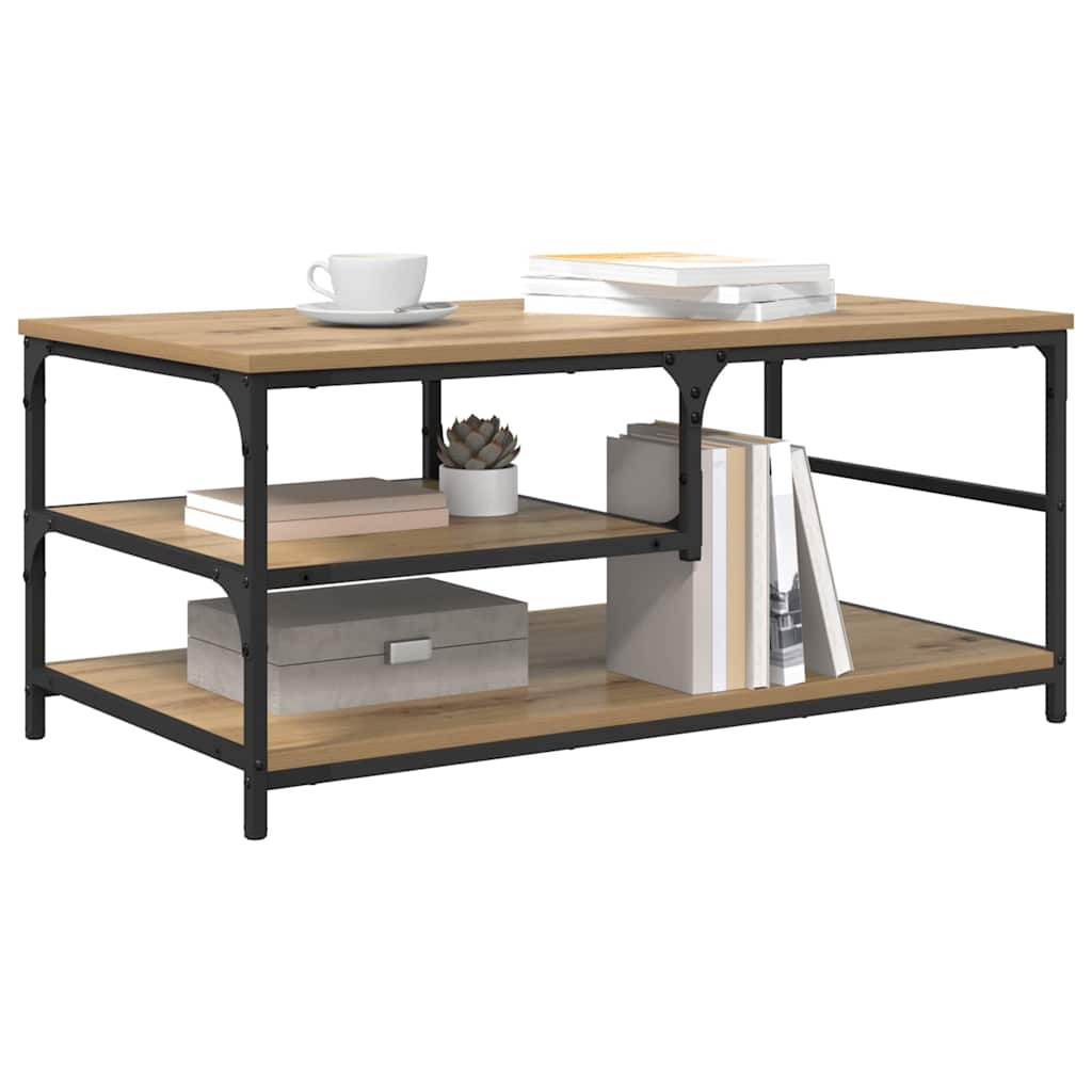 Table basse Chêne artisanal 90 x 49 x 40 cm Bois d'ingénierie - XIOS
