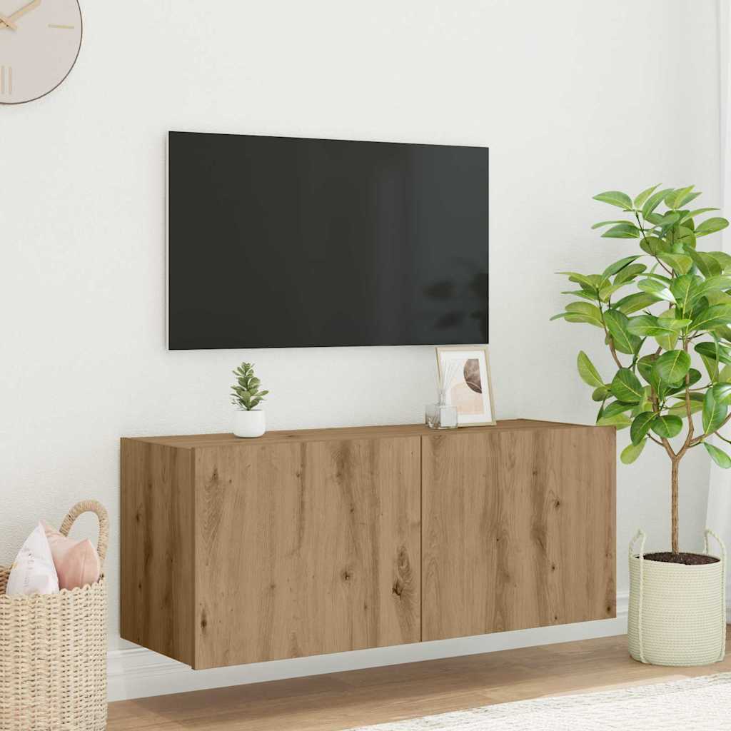 Meuble TV mural Montage mural Chêne artisanal 100 x 35 x 41 cm - XIOS