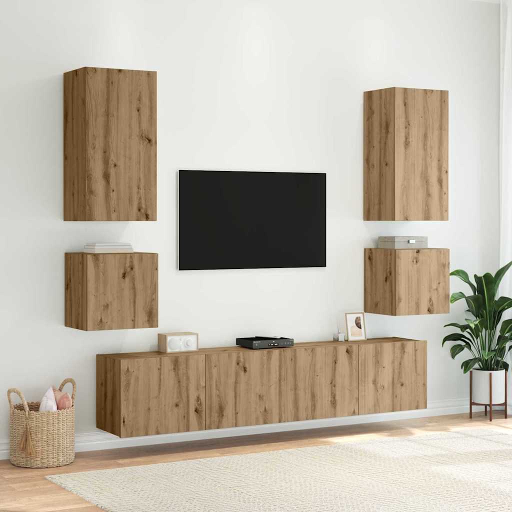 Meuble TV mural Montage mural Chêne artisanal 100 x 35 x 41 cm - XIOS