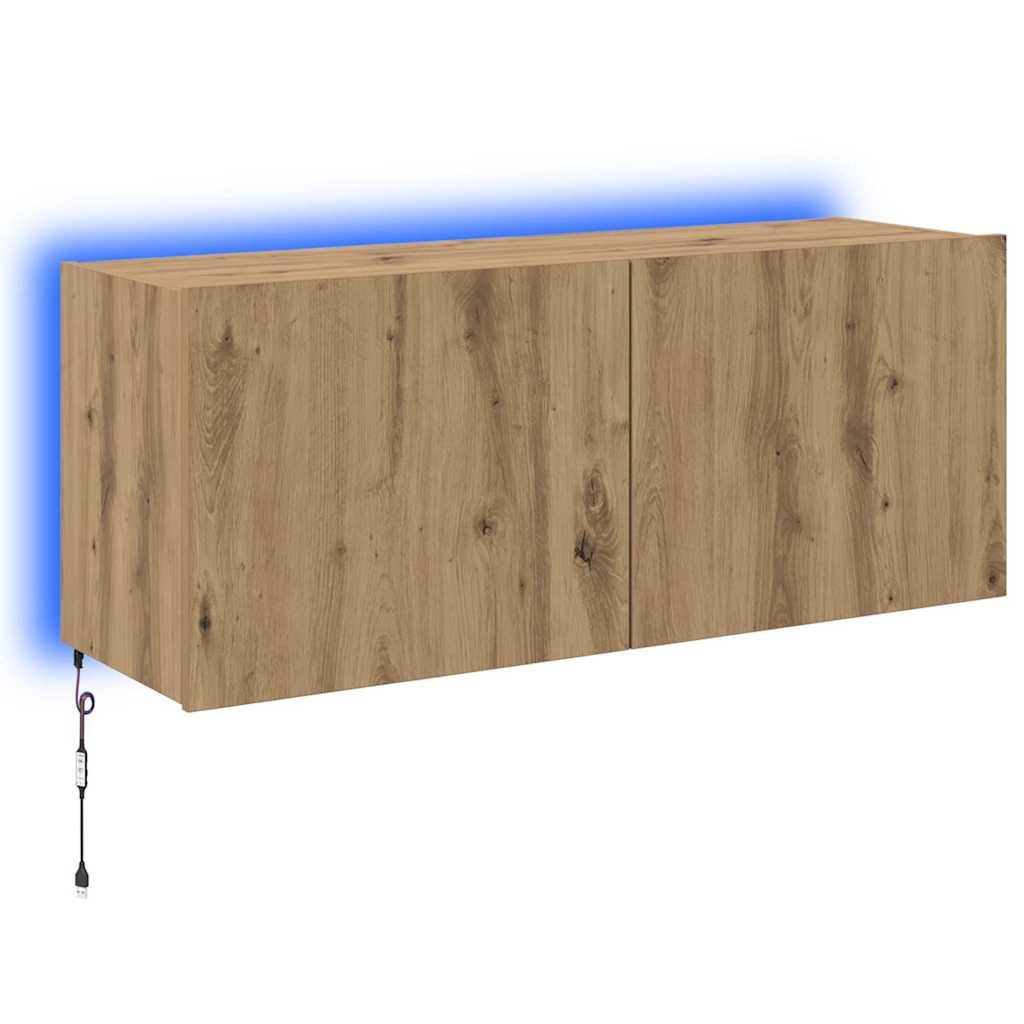 Meuble TV mural Montage mural Chêne artisanal 100 x 35 x 41 cm - XIOS