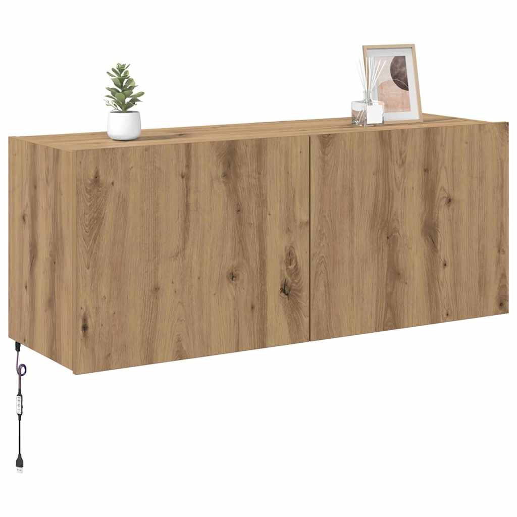 Meuble TV mural Montage mural Chêne artisanal 100 x 35 x 41 cm - XIOS