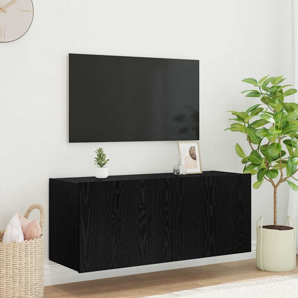 Meuble TV mural Chêne noir 100 x 35 x 41 cm Bois d'ingénierie - XIOS