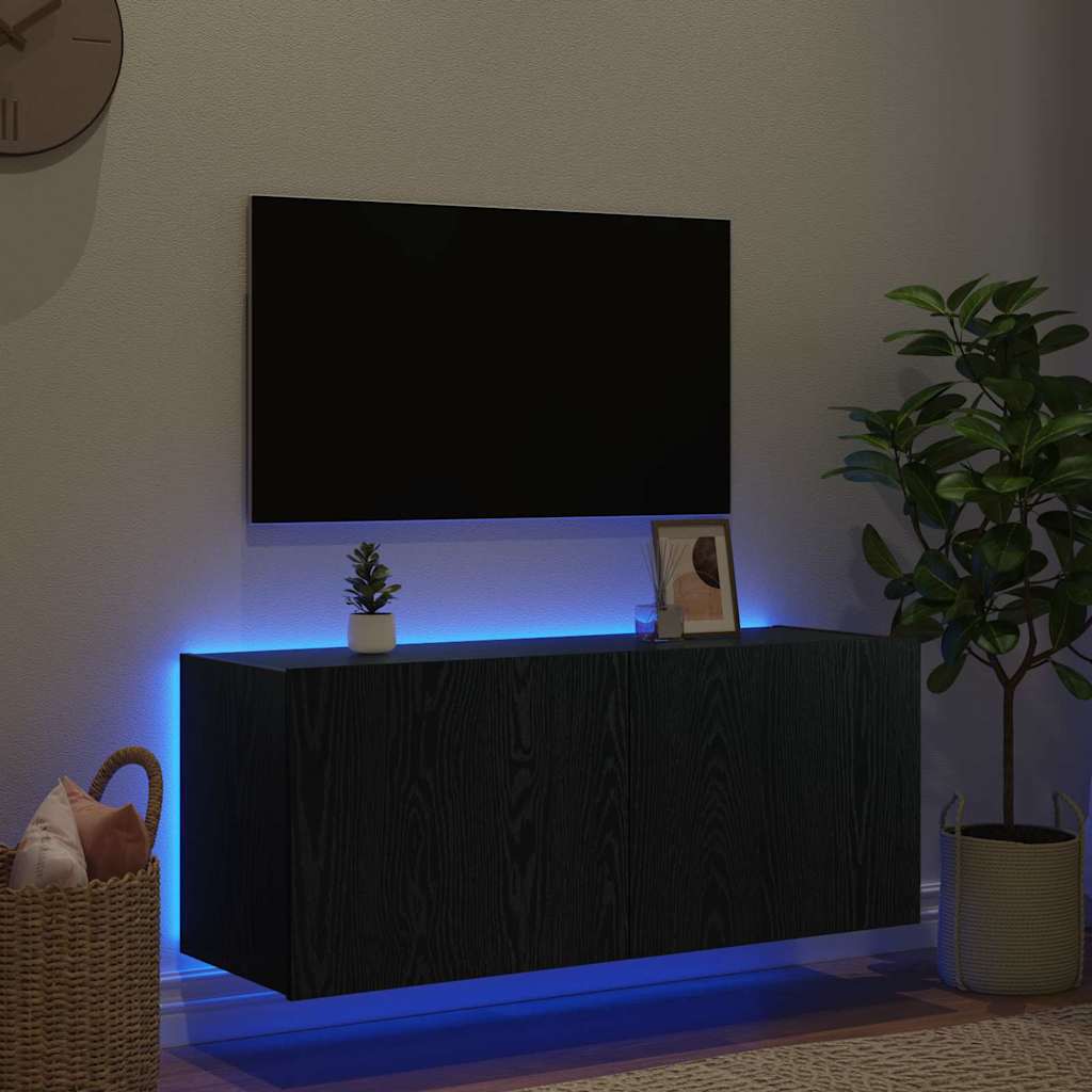 Meuble TV mural Chêne noir 100 x 35 x 41 cm Bois d'ingénierie - XIOS