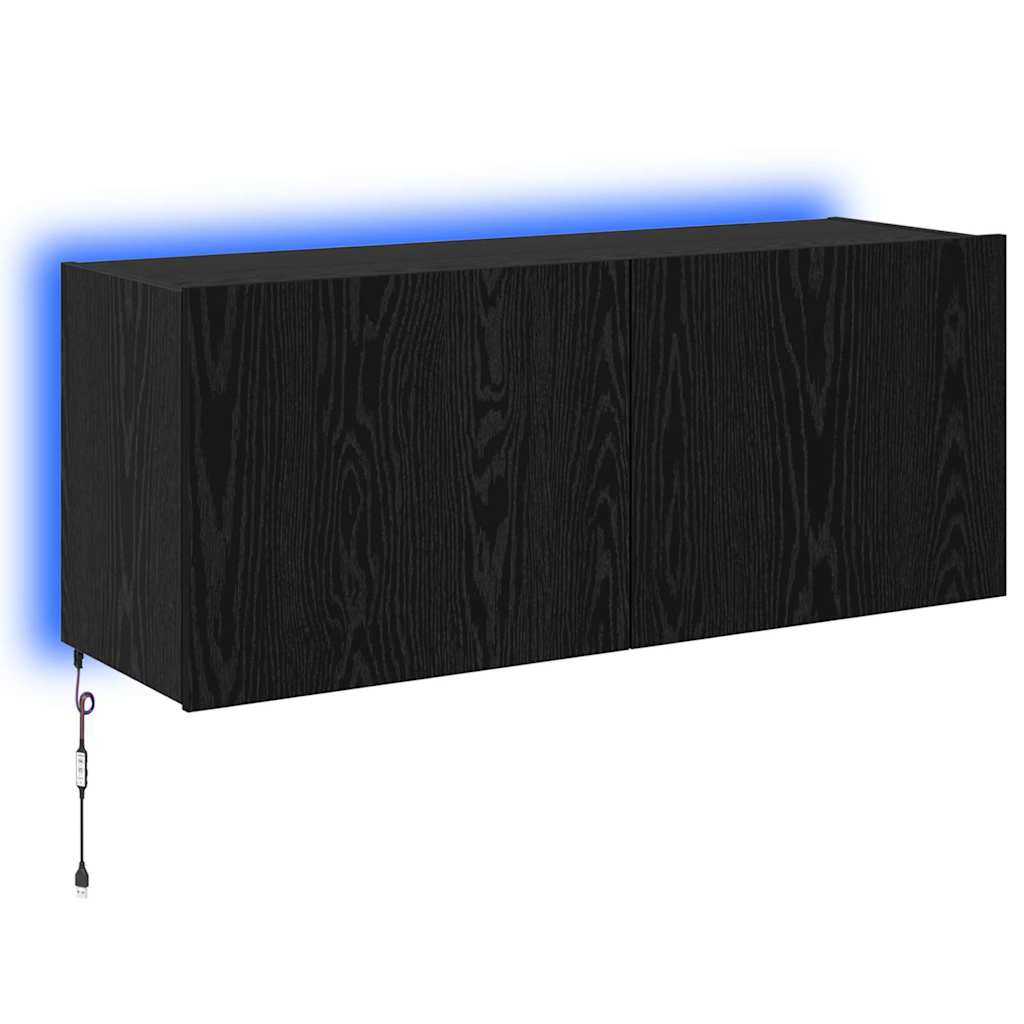 Meuble TV mural Chêne noir 100 x 35 x 41 cm Bois d'ingénierie - XIOS