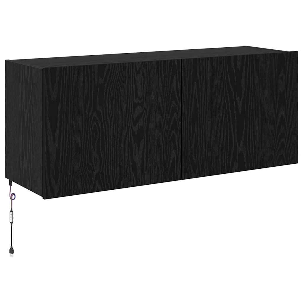 Meuble TV mural Chêne noir 100 x 35 x 41 cm Bois d'ingénierie - XIOS