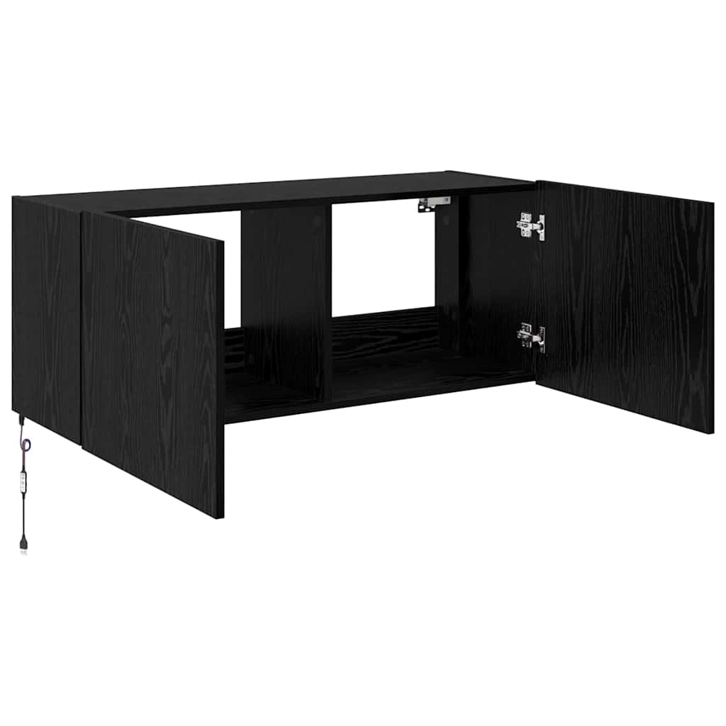 Meuble TV mural Chêne noir 100 x 35 x 41 cm Bois d'ingénierie - XIOS