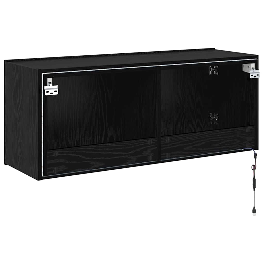 Meuble TV mural Chêne noir 100 x 35 x 41 cm Bois d'ingénierie - XIOS