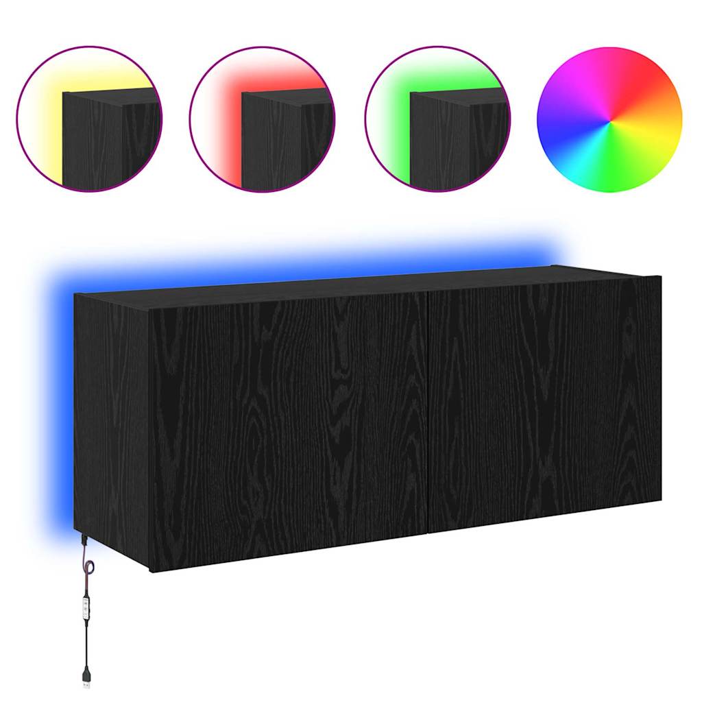 Meuble TV mural Chêne noir 100 x 35 x 41 cm Bois d'ingénierie - XIOS
