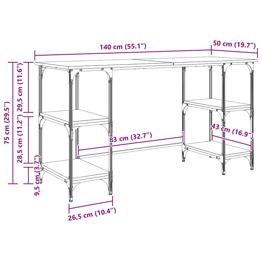 Bureau Chêne artisanal 140 x 50 x 75 cm Bois d'ingénierie - XIOS