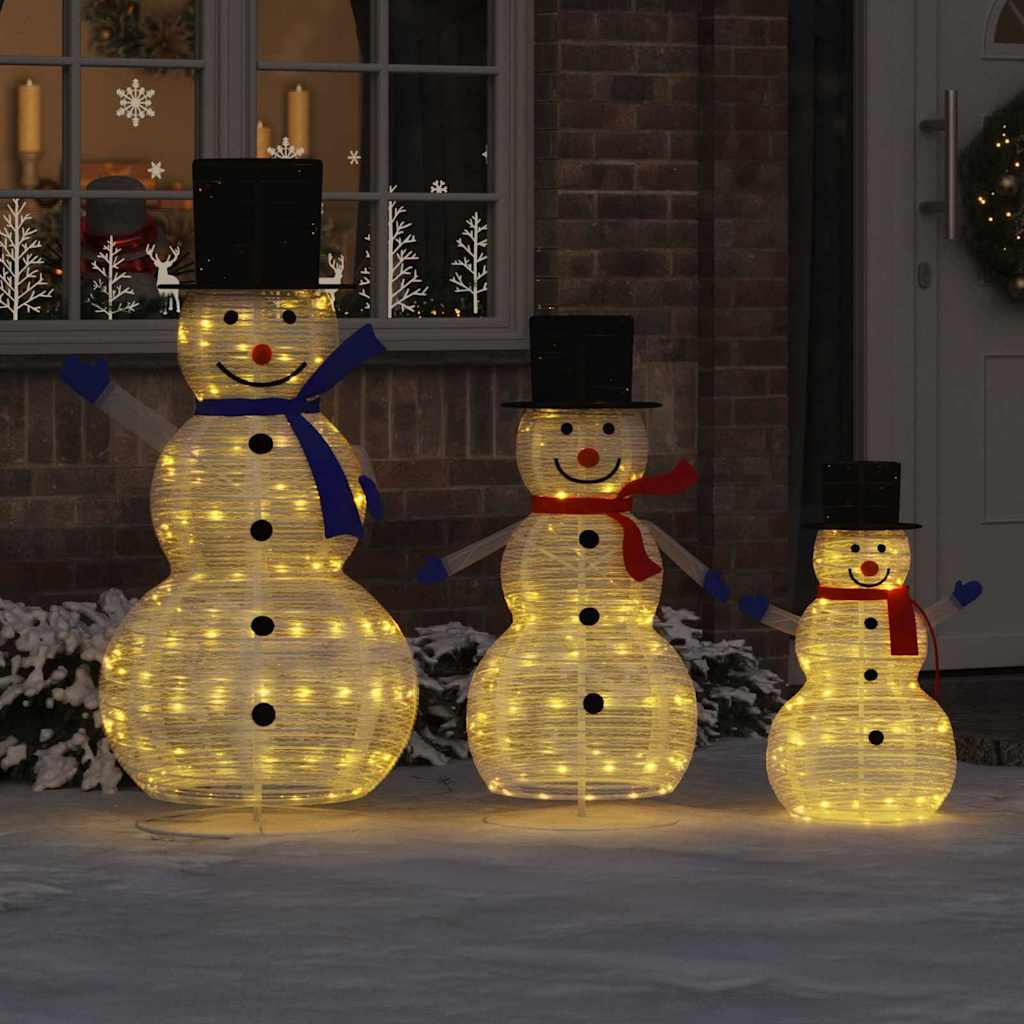 Famille de Bonhommes de Neige de Noël 3 pcs Blanc chaud tissu - XIOS