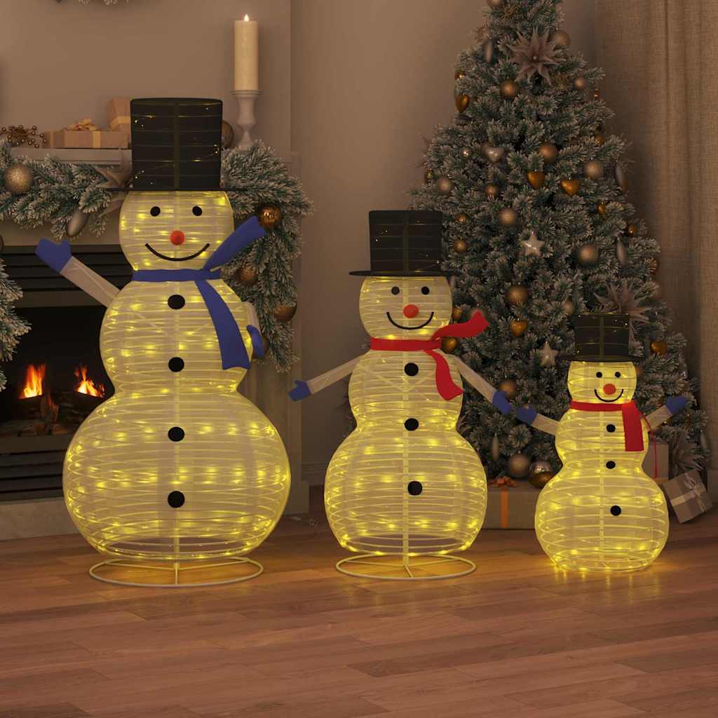 Famille de Bonhommes de Neige de Noël 3 pcs Blanc chaud tissu - XIOS