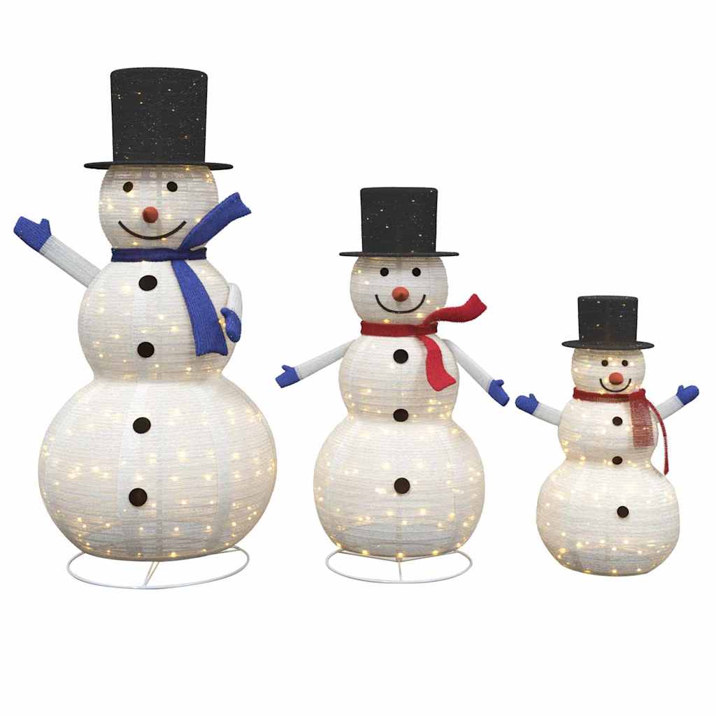 Famille de Bonhommes de Neige de Noël 3 pcs Blanc chaud tissu - XIOS