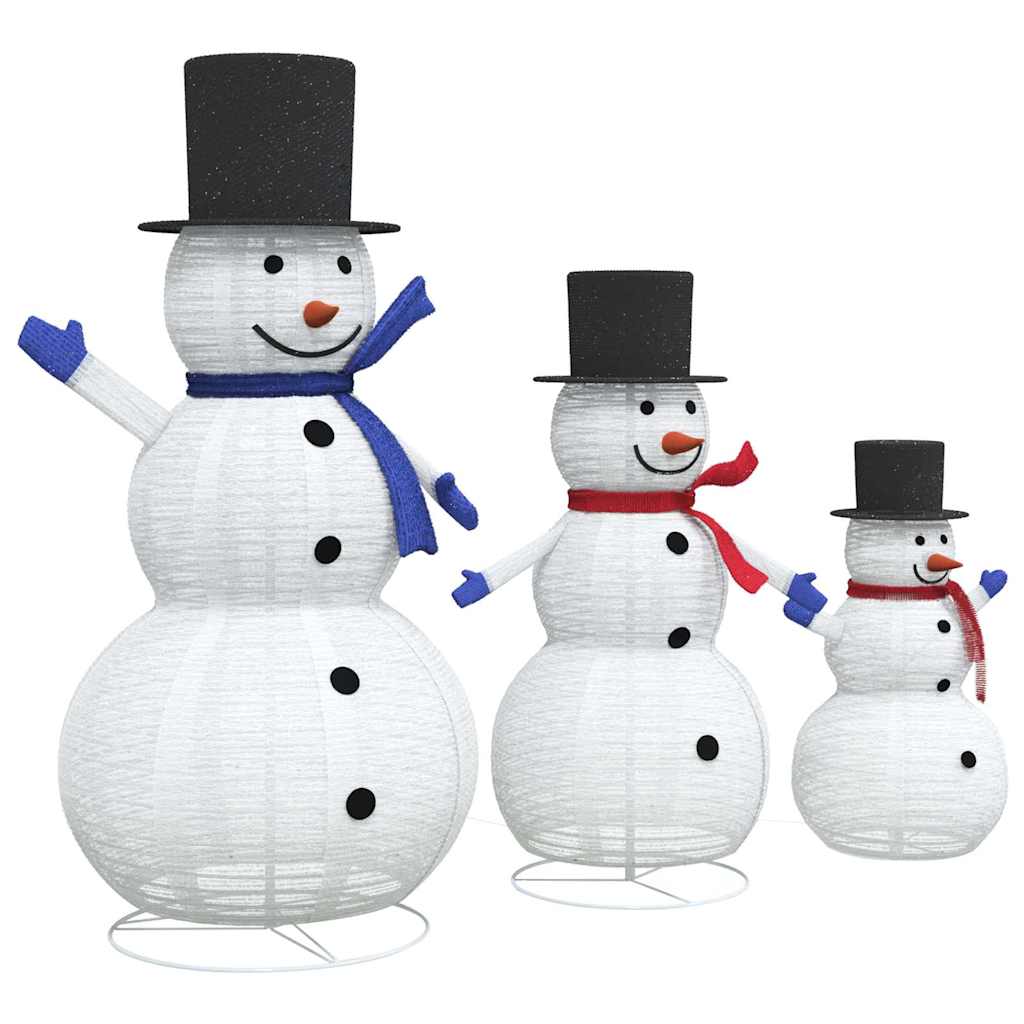 Famille de Bonhommes de Neige de Noël 3 pcs Blanc chaud tissu - XIOS