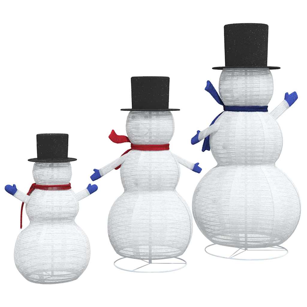 Famille de Bonhommes de Neige de Noël 3 pcs Blanc chaud tissu - XIOS
