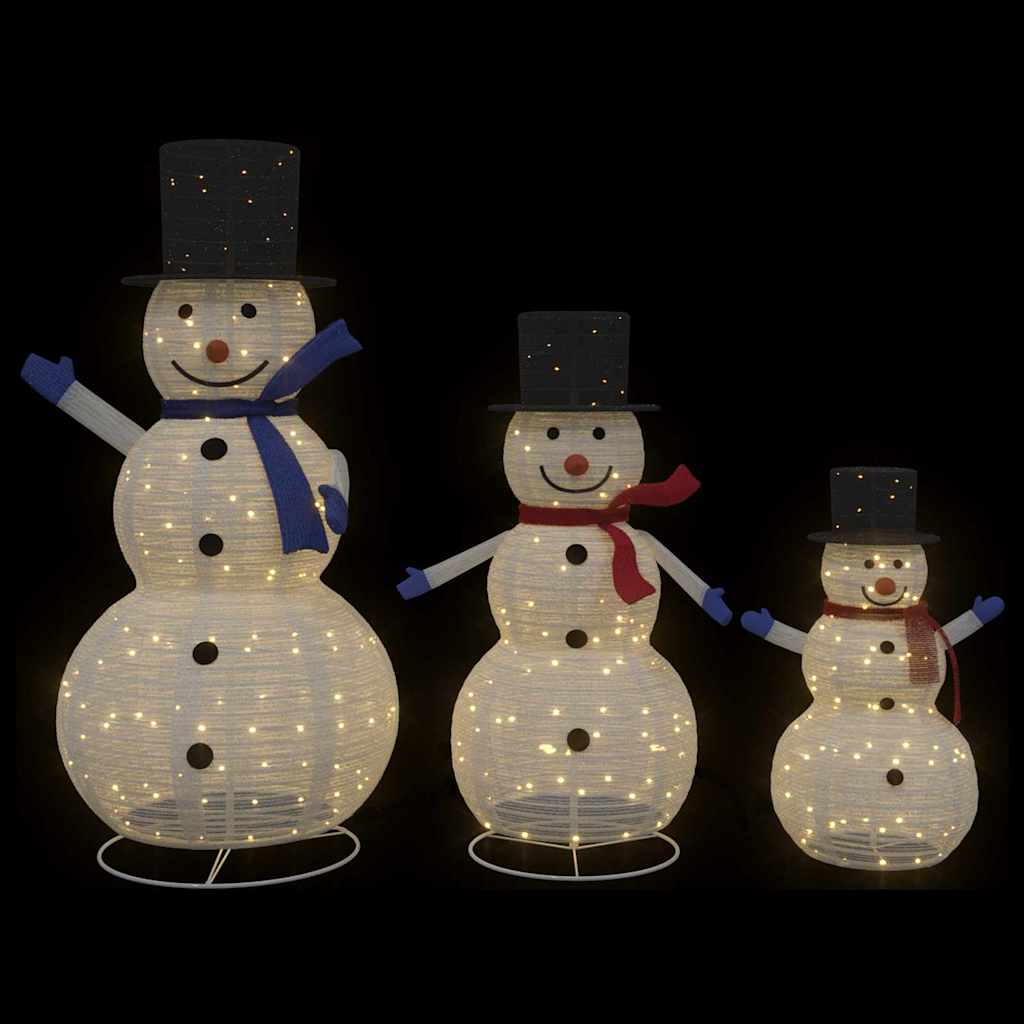Famille de Bonhommes de Neige de Noël 3 pcs Blanc chaud tissu - XIOS