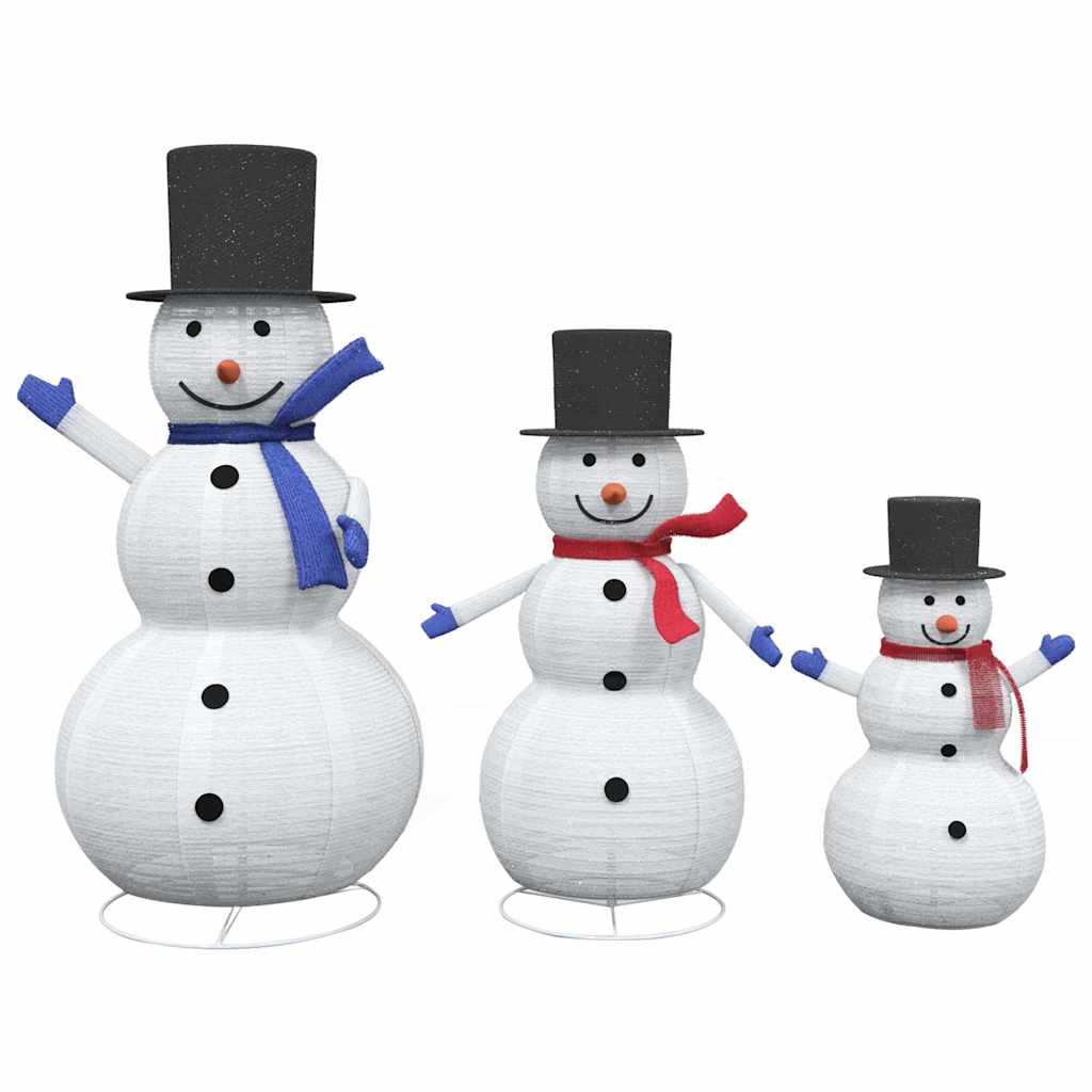 Famille de Bonhommes de Neige de Noël 3 pcs Blanc chaud tissu - XIOS