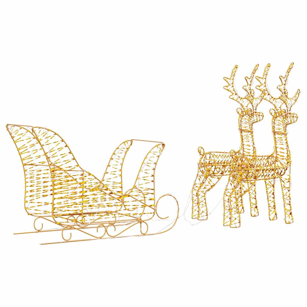 Traîneau tiré par un renne Blanc chaud 30 x 12 x 55 cm PET - XIOS