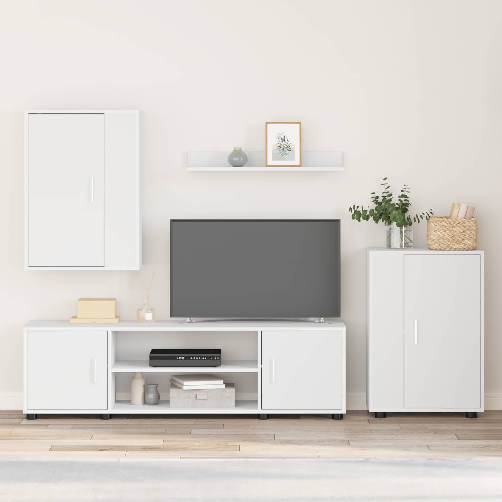 Ensemble meuble TV Montage mural 4 pcs Blanc Bois d'ingénierie - XIOS