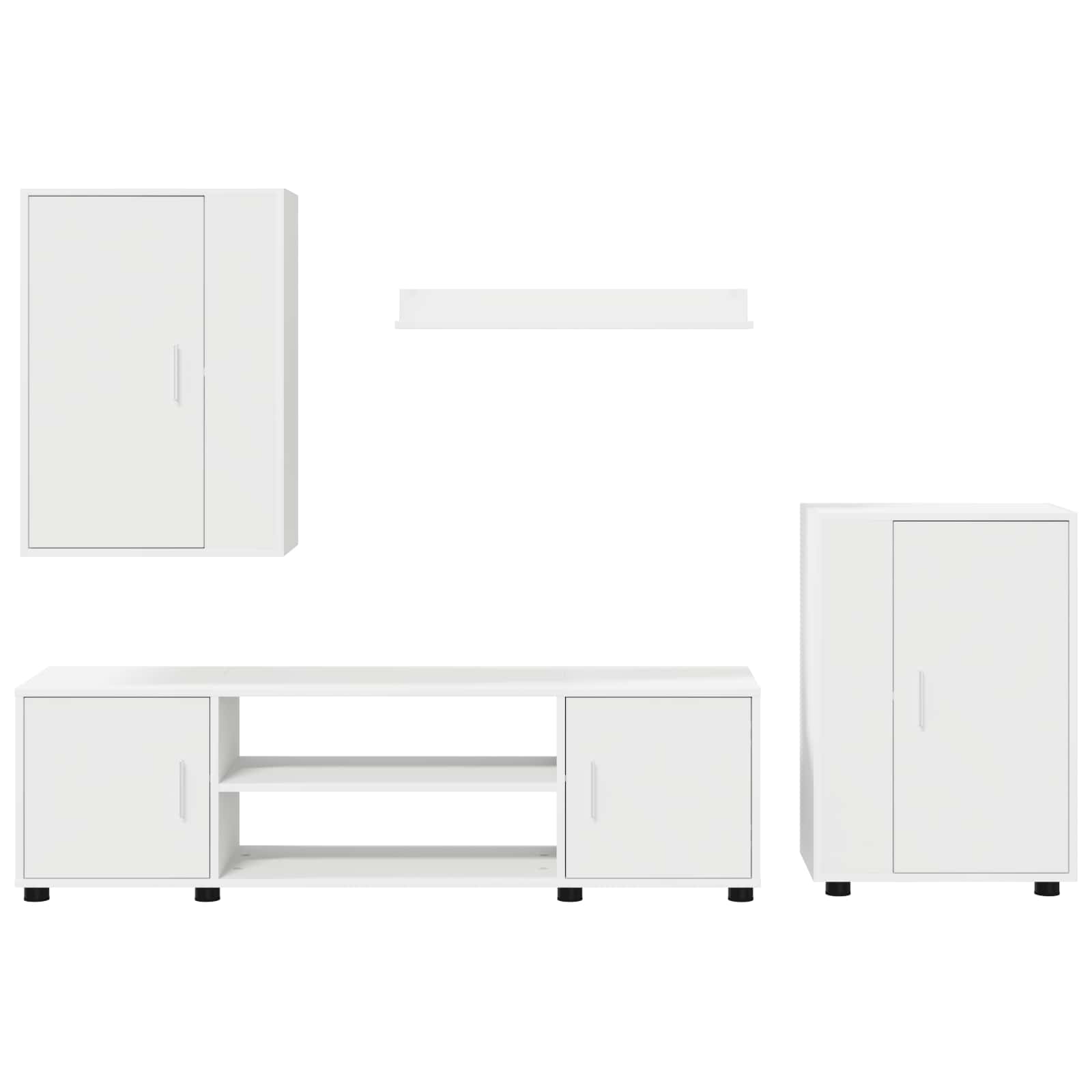 Ensemble meuble TV Montage mural 4 pcs Blanc Bois d'ingénierie - XIOS