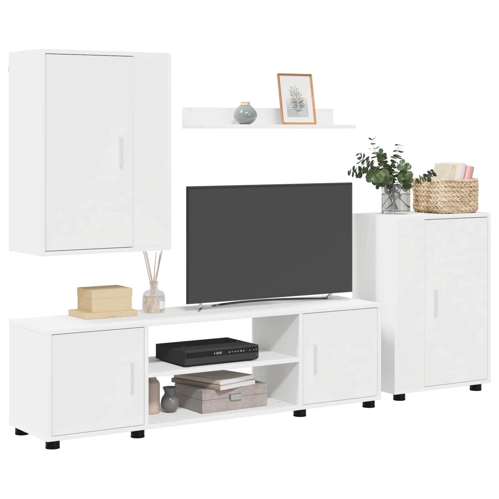 Ensemble meuble TV Montage mural 4 pcs Blanc Bois d'ingénierie - XIOS